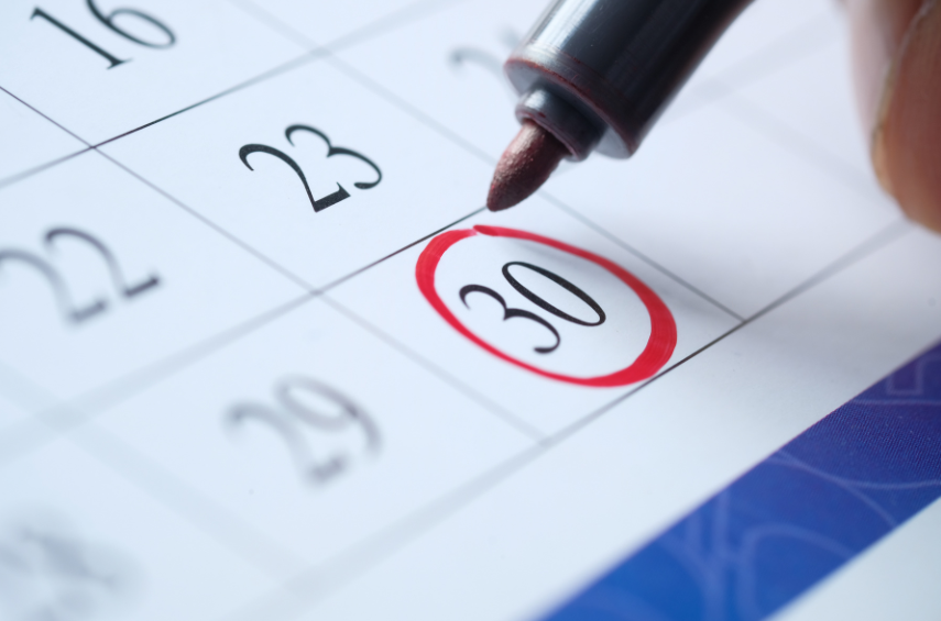 Calendar with date circled