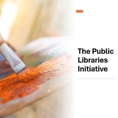 Paintbrush and text to say "The Public Library Initiative"