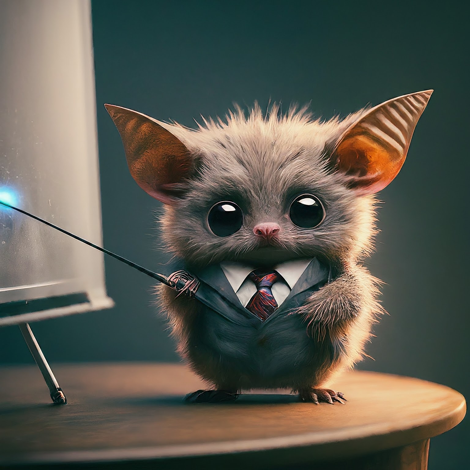 Cartoon bat presenting information